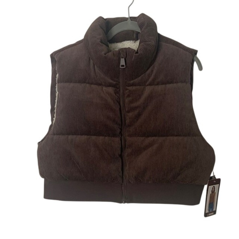 CiSono Brown Puffer Vest Size XL NWT Chocolate Earth Tone Quilted Minimalist